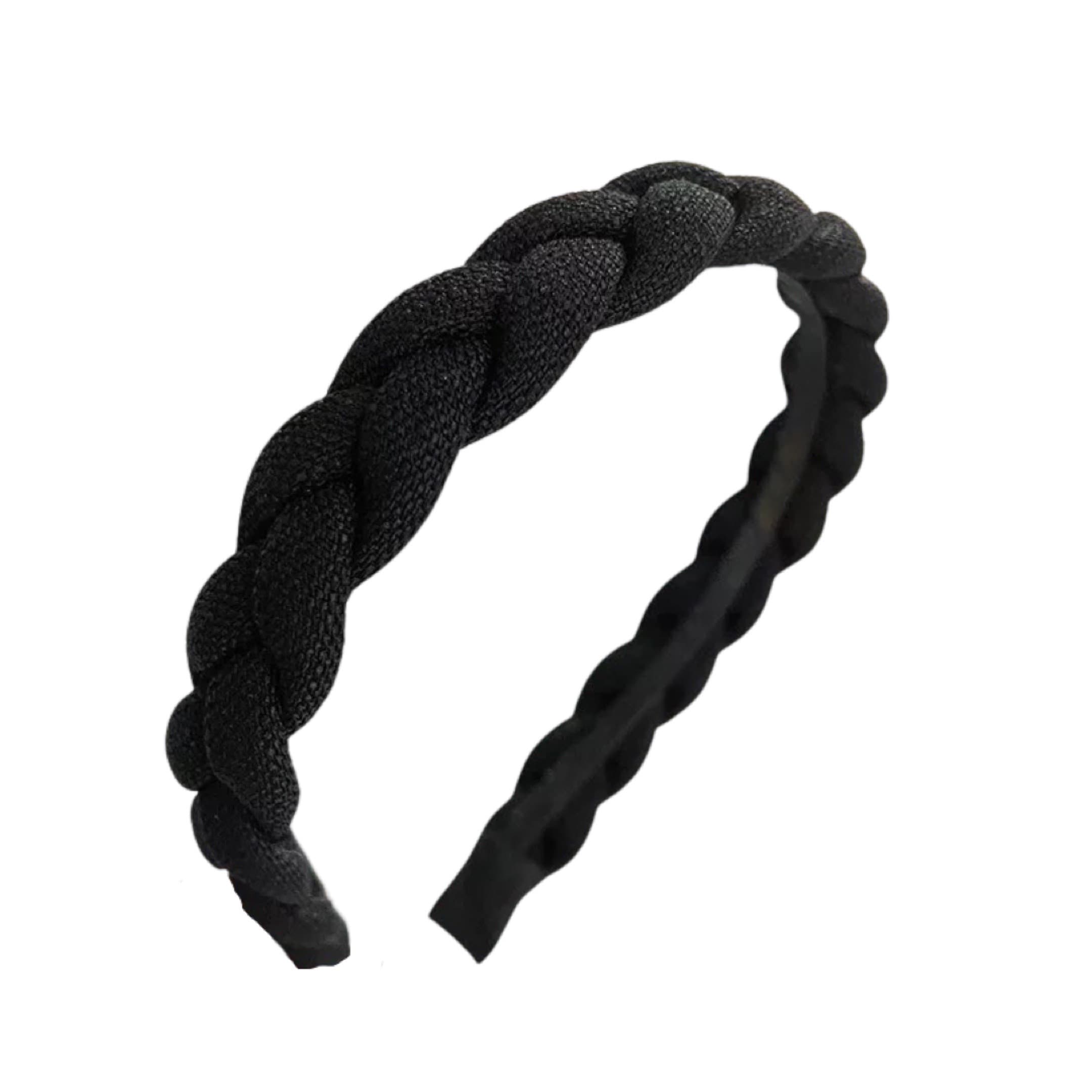 Flätat svart diadem hårband